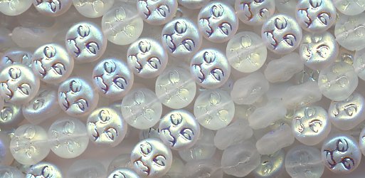 Crystal Matte AB Man On The Full Moon Face Glass Beads