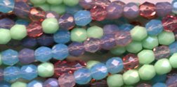 4mm Fire Polish Beads Opal Mix Pink Blue Green White