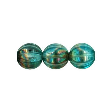 Aqua Celsian Melon 8mm Glass Beads