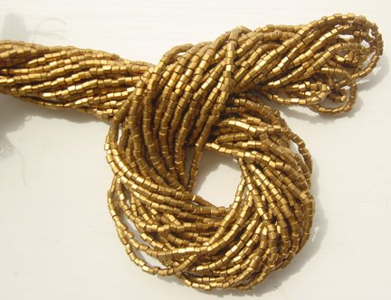 Metallic Old Gold Czech 10/0 Seed Bead MIX 20" Strands