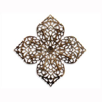 Four Petal Brass Filigree Vintaj 59mm to Bead Wrap
