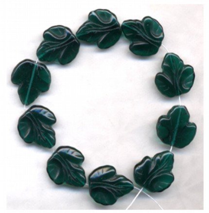 Grape Leaf Beads Big DK Green Glass Beads 20mm