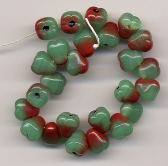 Green Pears Fruit Beads green yellow red Carmen Miranda