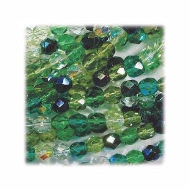 Green Mix Firepolish Mix Fire Polish Beads 4mm Evergreen
