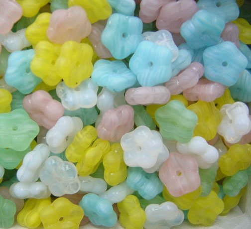 Daisy Flower Beads Pastel Spring Colors Pink Green Yellow blue