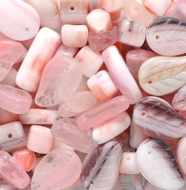 Pink Swirl Czech Pressed Shapes Mixed Beads
