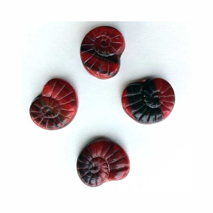 Ammonite Shell Beads Spiral Disc Glass Sea Life