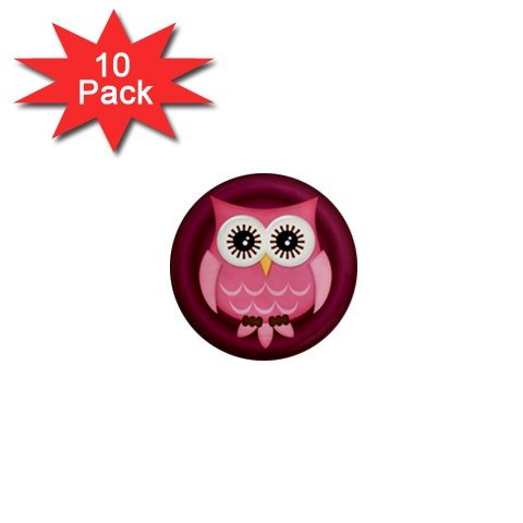 Pink Owl Design 10 pack of 1 inch pinback buttons backpack pins 27280597