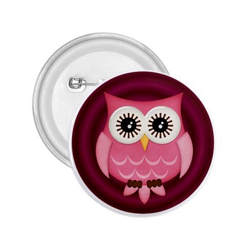 2.25 inch Pink Owl Design pinback button backpack hat pin 27280594