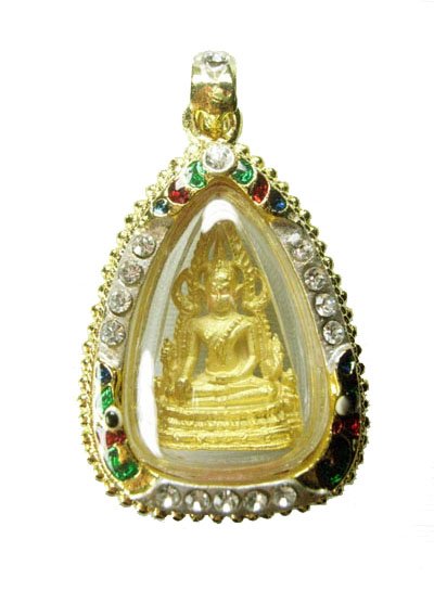 Phra Buddha Chinnarat Kanok frame with Crystral 14k GP