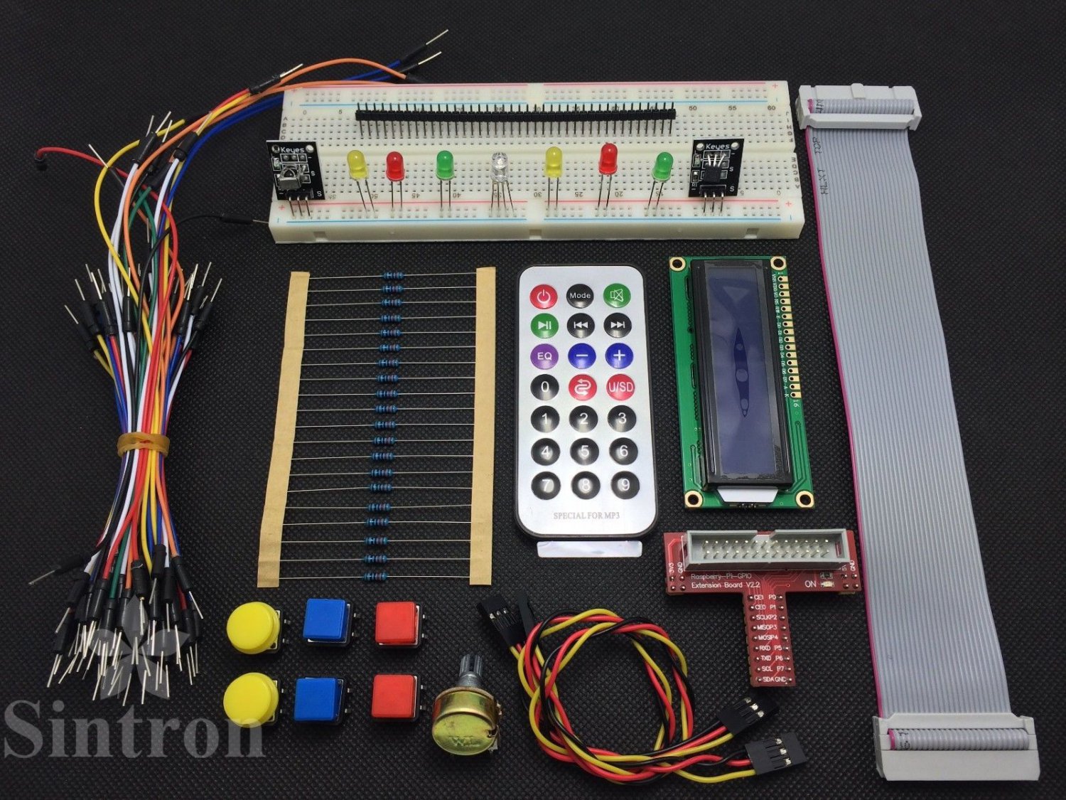 GPIO Starter kit for Raspberry Pi , T-Cobbler 1602 LCD Switch DS18B20 IR remote