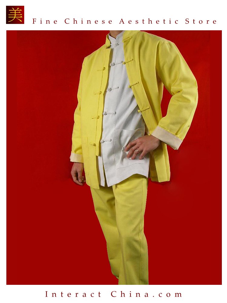 Fine Linen Golden Kung Fu Martial Arts Tai Chi Uniform Suit XS-XL or Tailor Custom Made