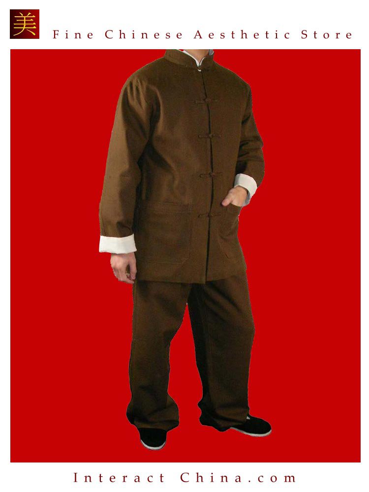 100% Cotton Brown Kung Fu Martial Arts Tai Chi Uniform Suit XS-XL or Tailor Custom Made