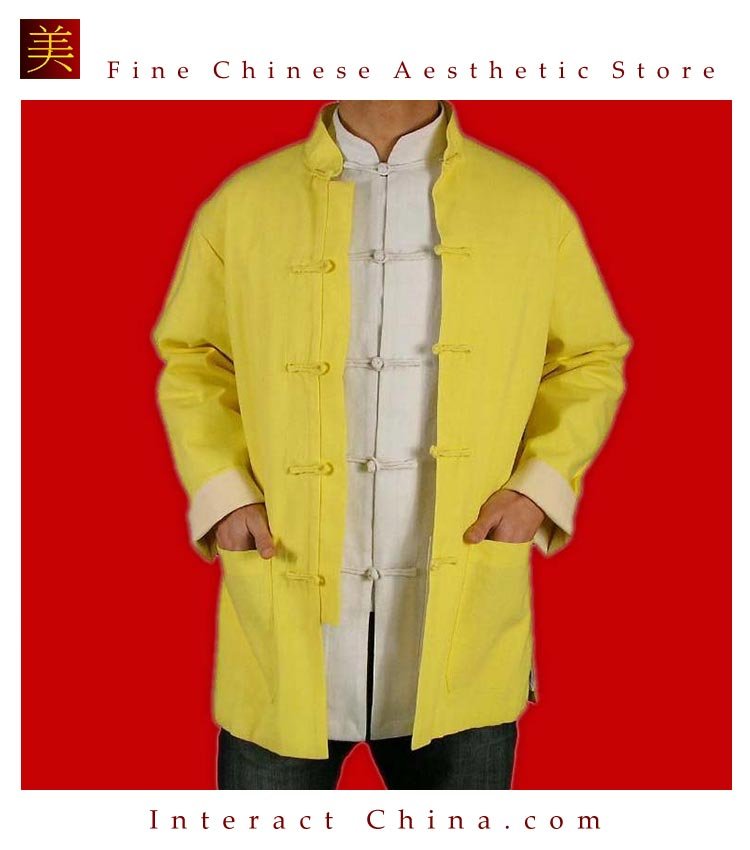 Fine Linen Golden Kung Fu Martial Arts Tai Chi Jacket Coat XS-XL or Tailor Custom Made