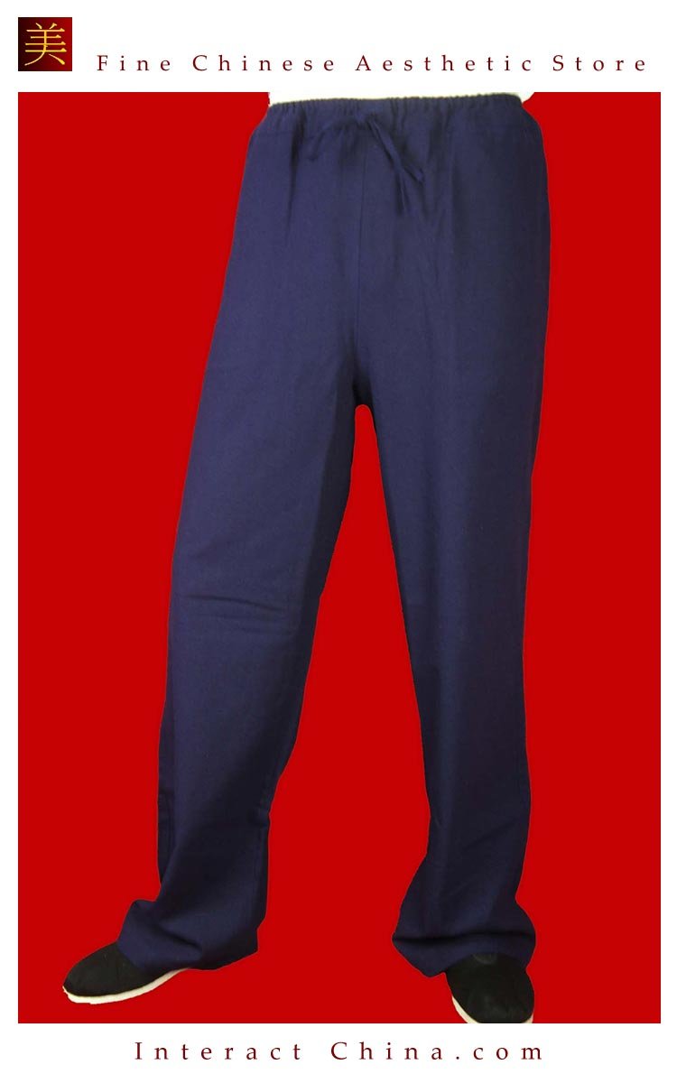 Premium Linen Blue Kung Fu Martial Art Taichi Pant Trousers XS-XL or Tailor Custom Made