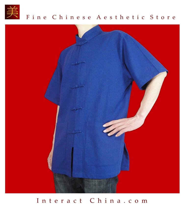 Premium Linen Blue Kung Fu Martial Arts Tai Chi Shirt Clothing XS-XL or Tailor Made