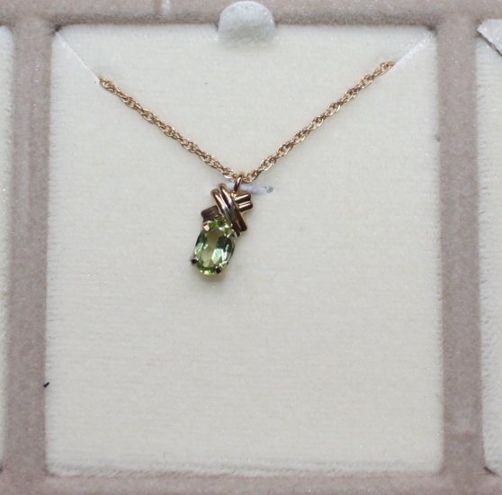NEW Krementz Peridot birthstone necklace 14kt overlay