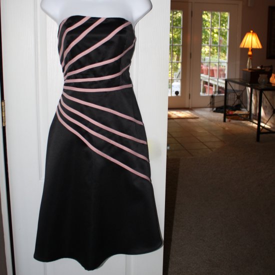 ARDEN B STRAPLESS BLACK & PINK SEMI FORMAL GOWN DRESS