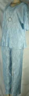 Fashion Code - Plus Size Short Sleeve Pant Sets with Glass Medalion