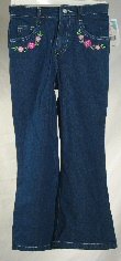 Girl's Jeans with Front Flower Design