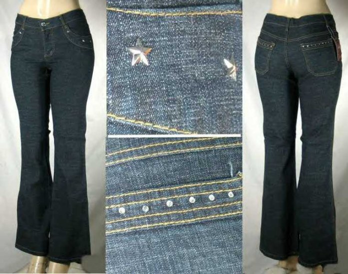Annie - 5 Pocket Jeans with Acrylic Stone Rear Pocket Trim and Front Star Design