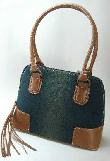 Dirty Look Denim Handbags with Faux Leather Trim