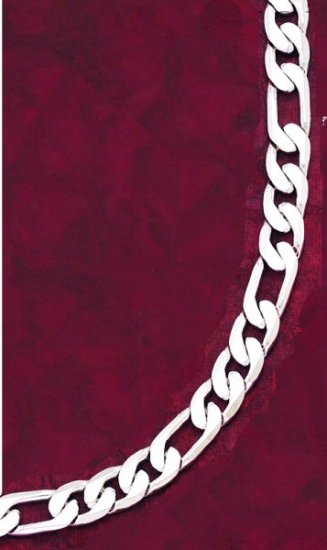 Men's 100 Mils Heavy Silver Plated Diamond Cut Figaro 8 Inch Bracelet