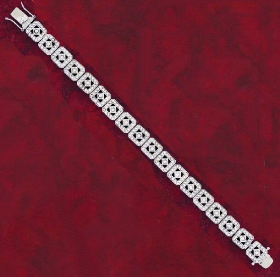 Designer Style CZ Bracelet with Square Links