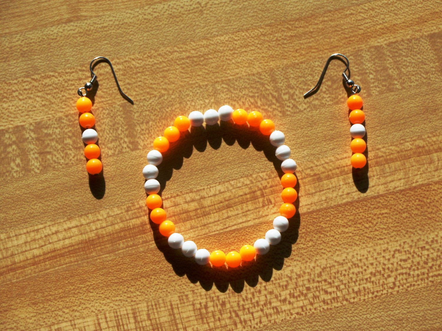 Big Orange Bracelet and Earrings