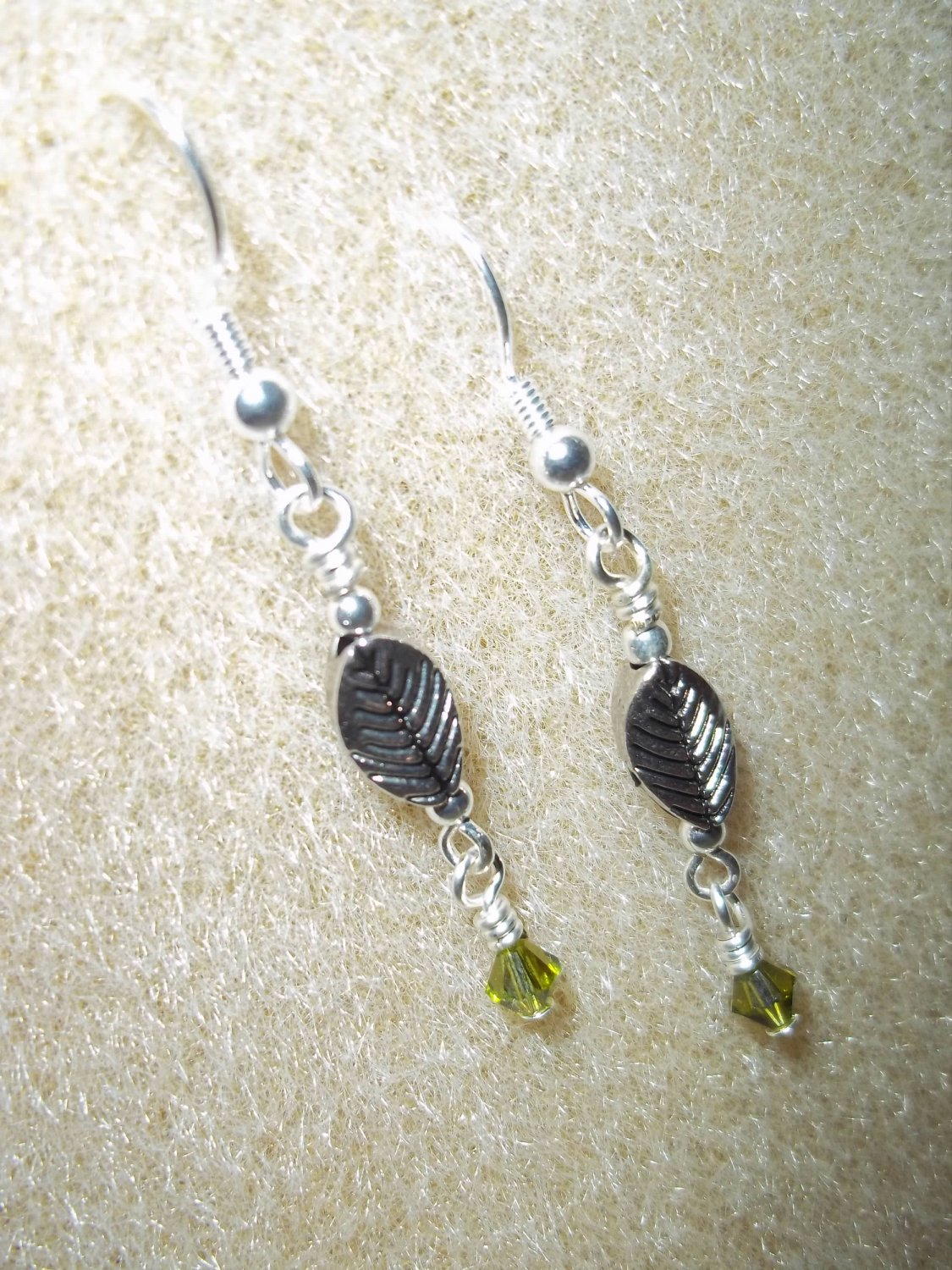 Handmade Green & Silver Leaf Earrings