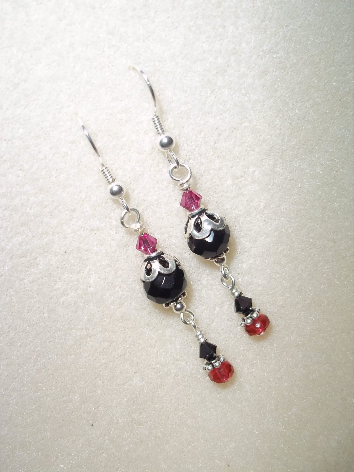 Handmade Black & Pink Earrings