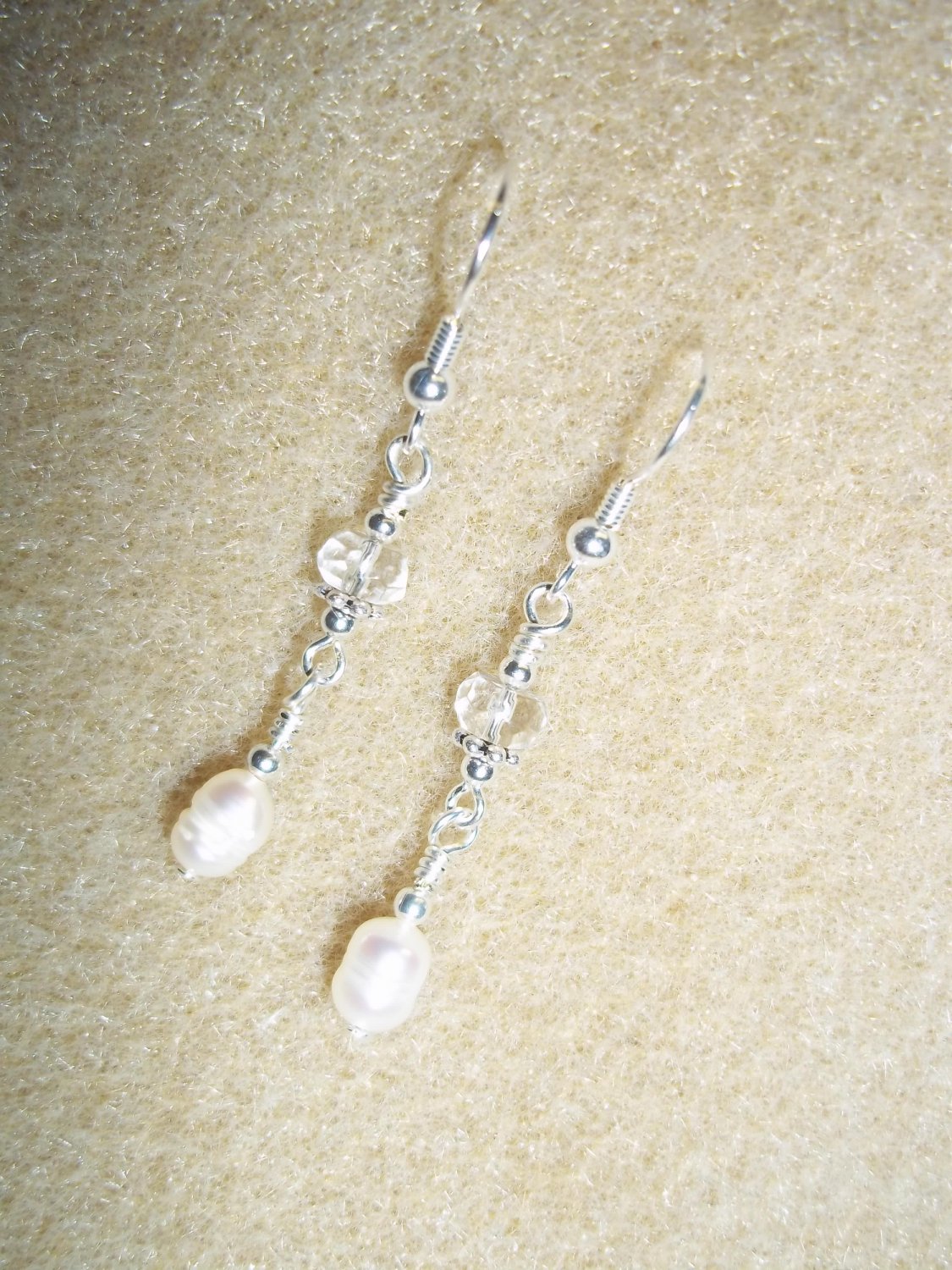 Handmade Pearl & Crystal Bridal Earrings