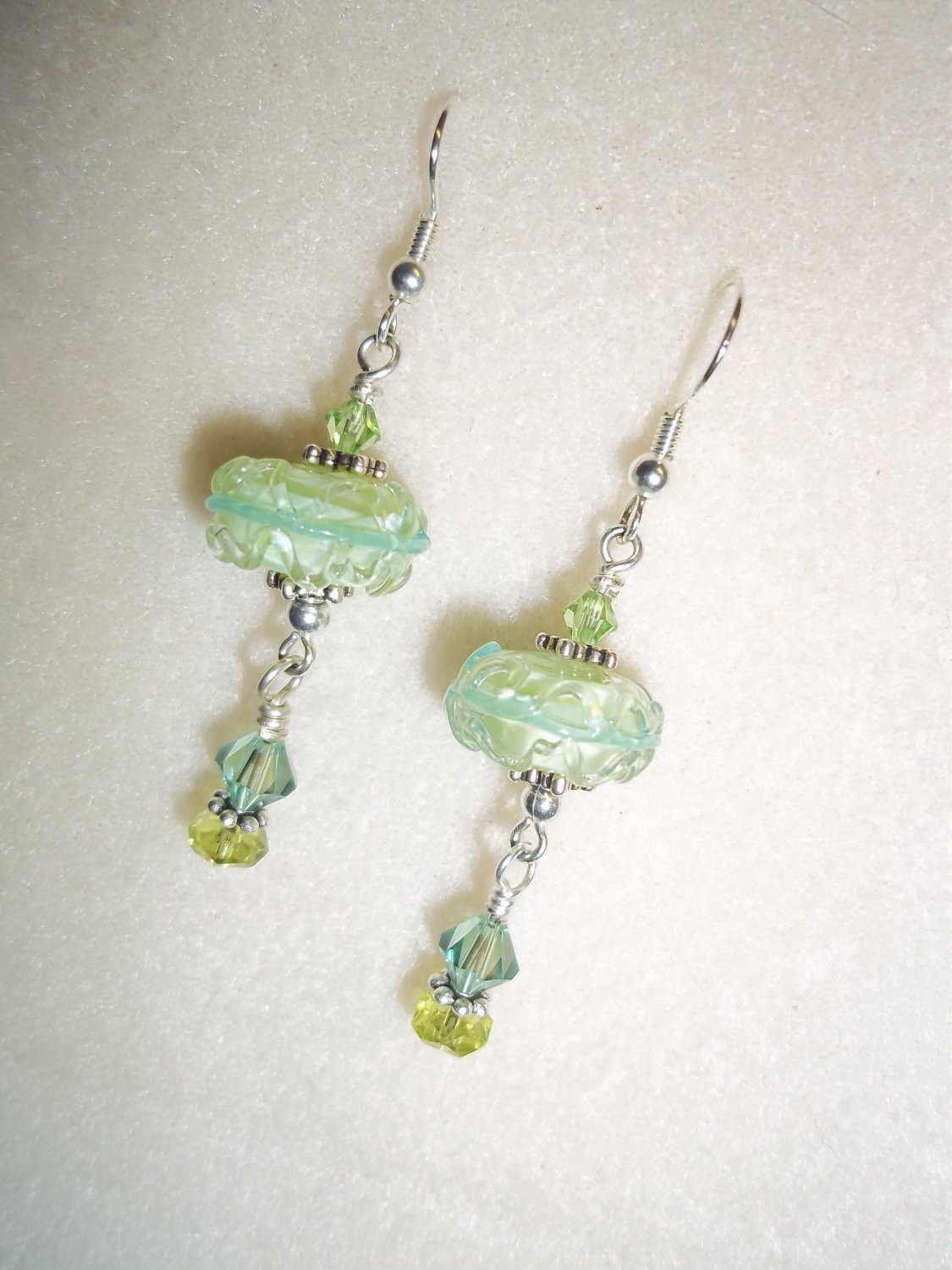 Handmade Green Lampwork Earrings