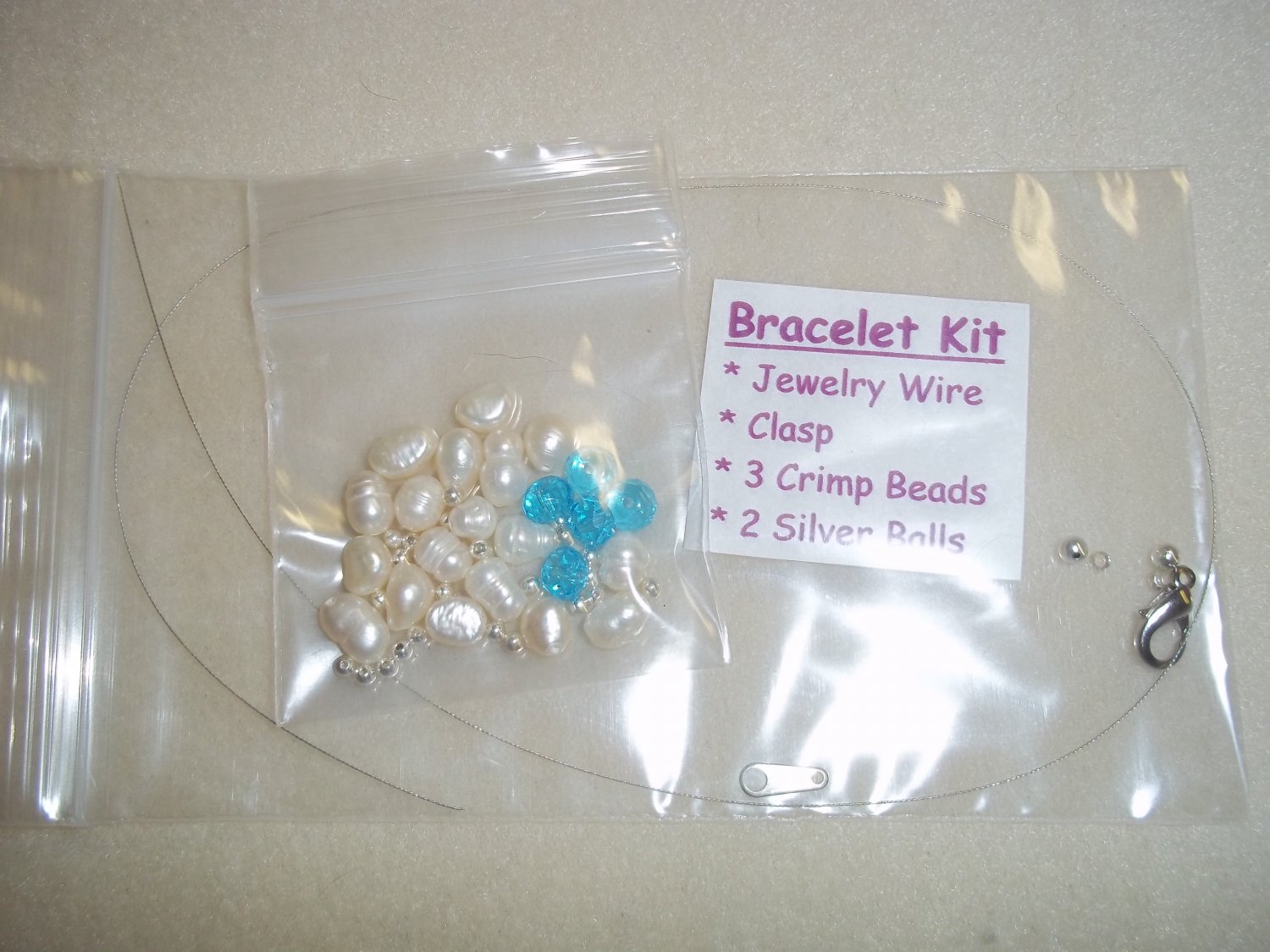 Beaded Bracelet Kit - Freshwater Pearls and Blue