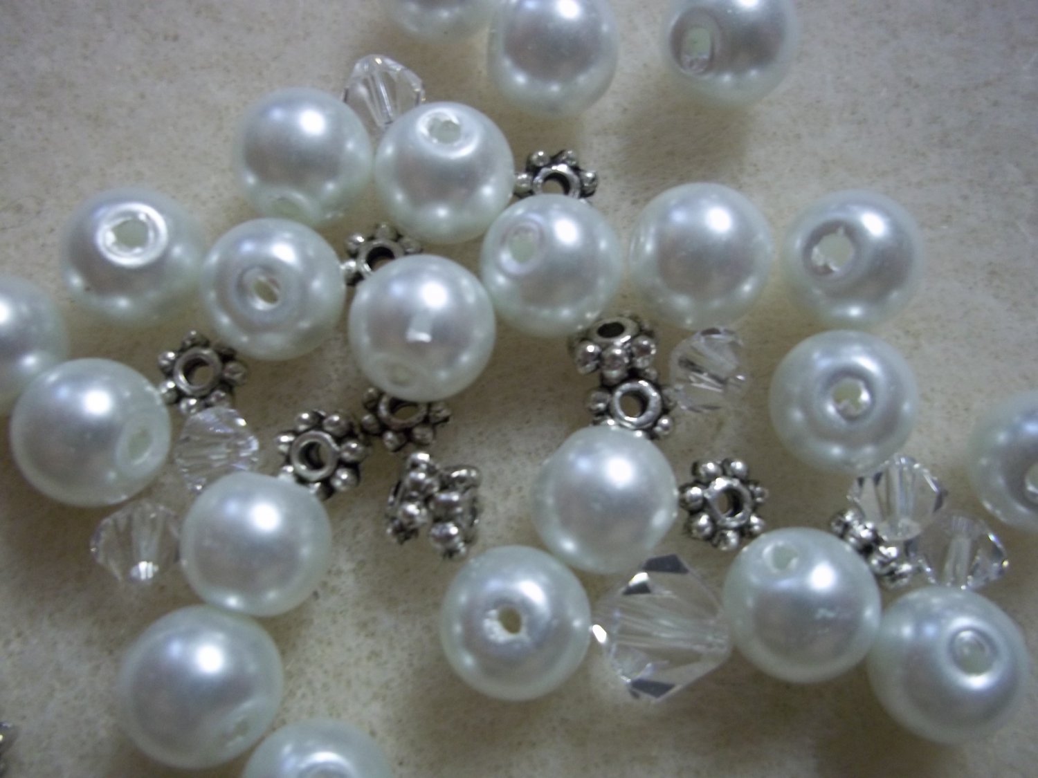 Beaded Bracelet Kit - Glass Pearls & Crystal