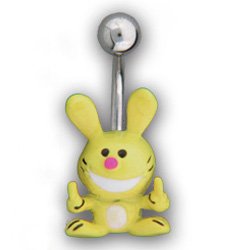 Happy bunny Yellow belly button jewelry