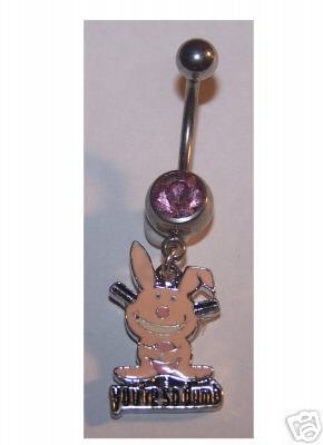 Pink Happy Bunny Belly Button jewelry