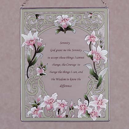 Serenity Prayer Hand painted Glass Suncatcher