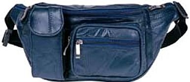 Blue Leather Fanny Pack