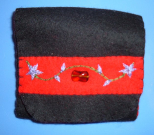 Black, Red, and Purple Organic Wool Felt Tri-Fold Wallet