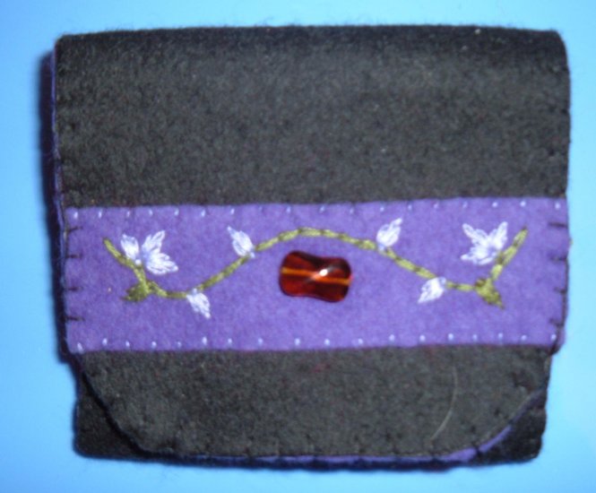 Black, Purple, and Red Organic Wool Felt Tri-Fold Wallet
