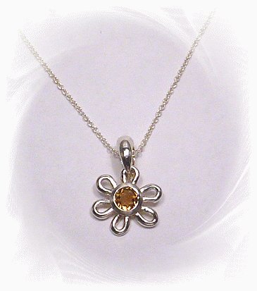 Sterling Silver Citrine Necklace and Pendant