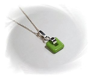 Artisian Handcrafted Sterling Silver Green Coral Pendant Necklace