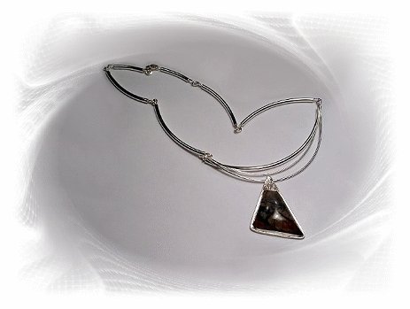 Artisian Handcrafted Designer Sterling Silver Jasper Pendant Necklace