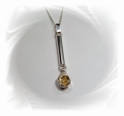 Artisian Handcrafted Sterling Silver Long Pendant With Rose Deco
