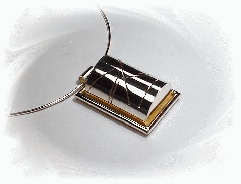 Artisian Handcrafted Sterling Silver Necklace Pendant With 14K Gold Accent Deco