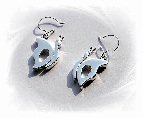 Artisian Handcrafted Designer Sterling Silver Butterfly Dangle Earrings