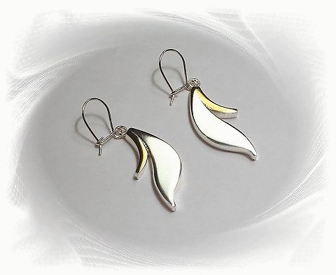 Artisian Handcrafted Designer Sterling Silver Two Tone Drop Dangle Earrings