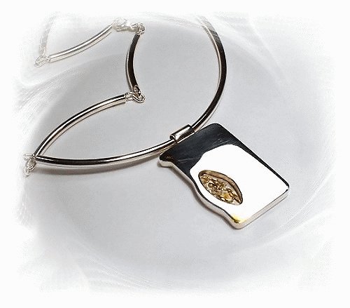 Artisian Handcrafted Sterling Silver 14K Gold Accented Trendy Necklace
