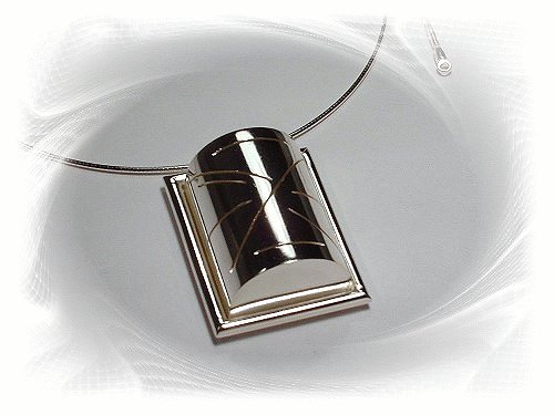 Artisian Handcrafted Sterling Silver Rectangle Pendant With Omega Necklace